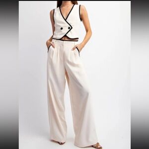 Elegant Cream Women's pant and vest set